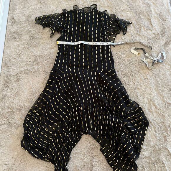Zadig & Voltaire Black/Gold Crepe Rool Shiny Ruffled Dress Sz S Designer Luxury - Picture 10 of 13